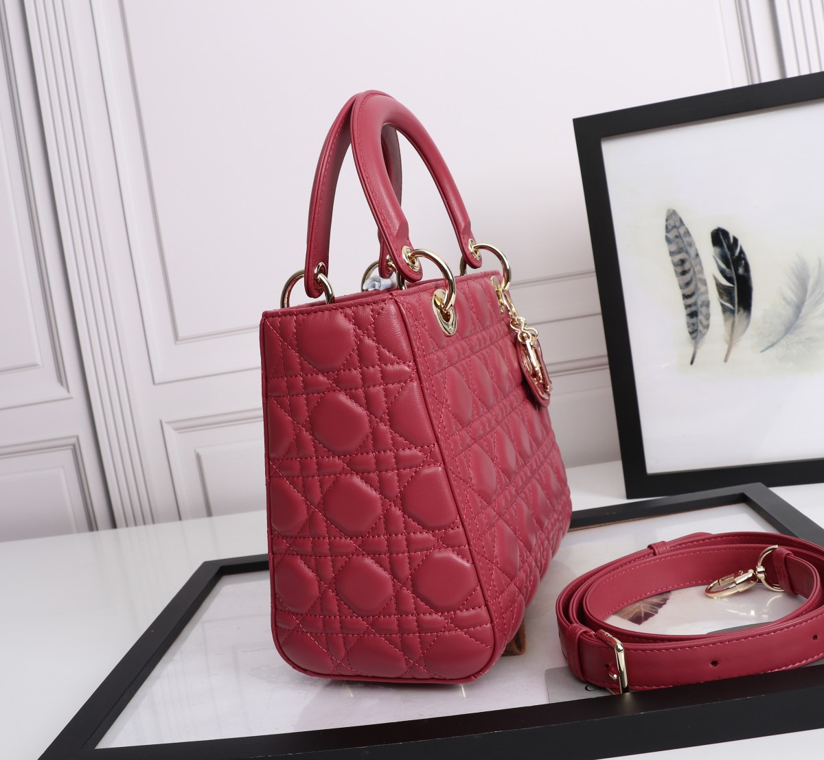 Medium Lady Dior Bag Red Cannage Lambskin